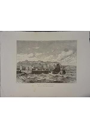 Douvres. Le château et les falaises. Gravure extraite de la Géographie universelle d'Elisée Reclu...
