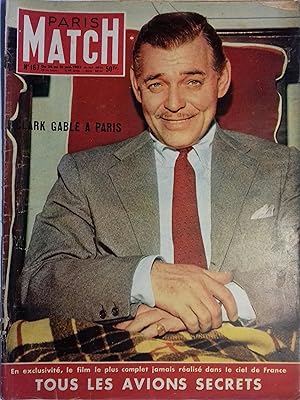 Paris Match N° 167 : Article illustré (4 pages) sur le tournage de Limelight. Clark Gable en couv...