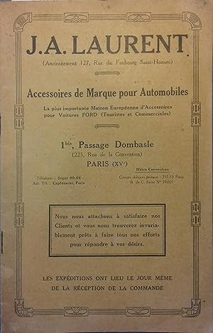 Catalogue illustré d'accessoires de marque pour automobiles. Sans date. Vers 1925.