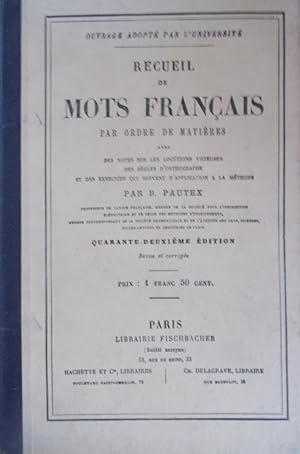 Seller image for Recueil de mots franais par ordre de matires. Vers 1910. for sale by Librairie Et Ctera (et caetera) - Sophie Rosire