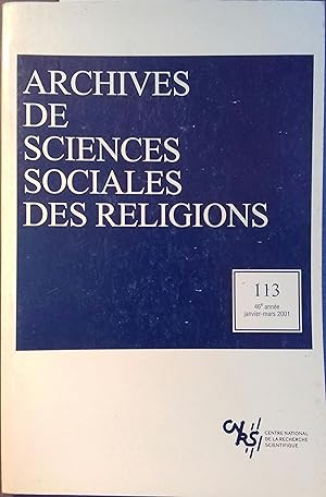 Imagen del vendedor de Archives de sciences sociales des religions N 113. Janvier-mars 2001. a la venta por Librairie Et Ctera (et caetera) - Sophie Rosire