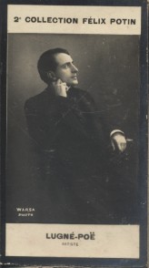 Seller image for Photographie de la collection Flix Potin (4 x 7,5 cm) reprsentant : Lugn-Po, comdien. Dbut XXe. Vers 1900. for sale by Librairie Et Ctera (et caetera) - Sophie Rosire