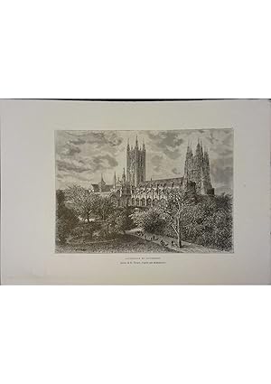 Cathédrale de Canterbury. Gravure extraite de la Géographie universelle d'Elisée Reclus. Vers 1880.