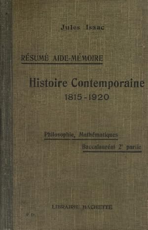 Bild des Verkufers fr Rsum aide-mmoire. Histoire contemporaine. Classes de philosophie et mathmatiques. zum Verkauf von Librairie Et Ctera (et caetera) - Sophie Rosire