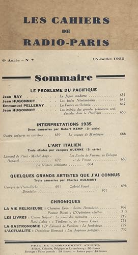 Les Cahiers de Radio-Paris 1935-7 : Le problème du Pacifique, l'art italien - Robert Kemp - Charl...