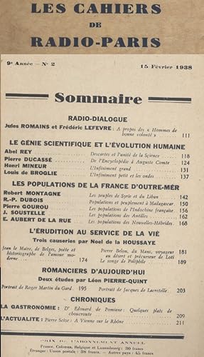 Les Cahiers de Radio-Paris 1938-2 : Jules Romains, le génie scientifique, la France d'Outre-mer ...