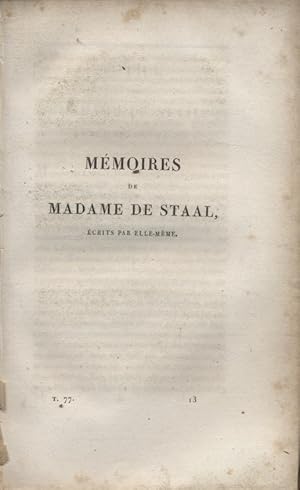 Mémoires de Madame de Staal, écrits par elle-même.