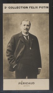 Bild des Verkufers fr Photographie de la collection Flix Potin (4 x 7,5 cm) reprsentant : Jean-Louis Pricaud, acteur et auteur dramatique. Dbut XXe. Vers 1900. zum Verkauf von Librairie Et Ctera (et caetera) - Sophie Rosire