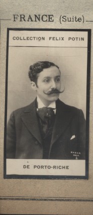 Bild des Verkufers fr Photographie de la collection Flix Potin (4 x 7,5 cm) reprsentant : Georges de Porto-Riche, homme de lettres. Dbut XXe. Vers 1900. zum Verkauf von Librairie Et Ctera (et caetera) - Sophie Rosire