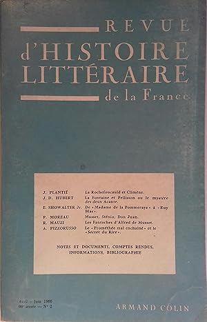 Revue d'histoire littéraire de la France 66 e année N° 2. La Rochefoucauld et Climène (Plantié). ...