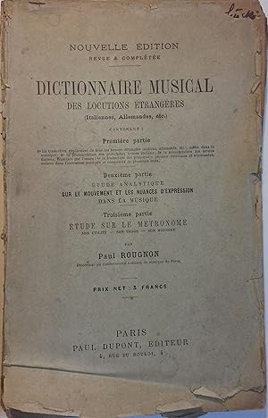 Dictionnaire musical des locutions étrangères. Fin XIXe.