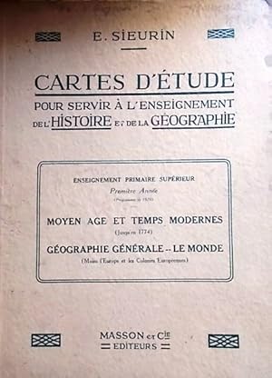 Imagen del vendedor de Cartes d'tude pour servir  l'enseignement de l'histoire et de la gographie. Enseignement primaire suprieur. (Premire anne). Moyen ge et Temps modernes. Le monde moins l'Europe. a la venta por Librairie Et Ctera (et caetera) - Sophie Rosire