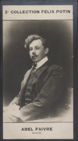 Photographie de la collection Félix Potin (4 x 7,5 cm) représentant : Abel Faivre, peintre et ill...