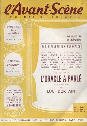 L'Avant-scène - Journal du théâtre N° 81 : L'oracle a parlé, de Luc Durtain.