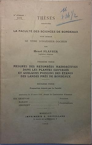 Mesures des retombées radioactives dans les plantes sauvages et quelques poissons des étangs des ...