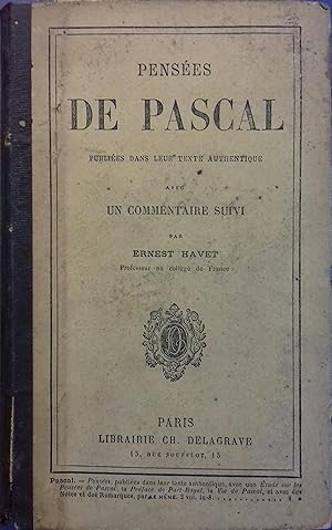 Seller image for Penses de Pascal. for sale by Librairie Et Ctera (et caetera) - Sophie Rosire