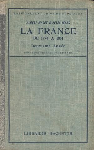 Imagen del vendedor de Histoire de France de 1774  1851. Deuxime anne d'enseignement primaire suprieur. a la venta por Librairie Et Ctera (et caetera) - Sophie Rosire