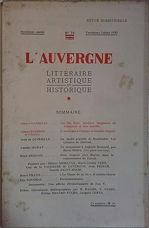 Seller image for L'Auvergne littraire artistique et historique N 79. for sale by Librairie Et Ctera (et caetera) - Sophie Rosire