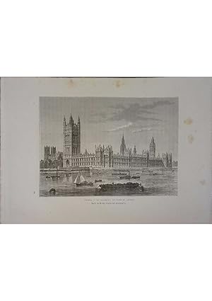 Immagine del venditore per Londres. Le Parlement, vue prise de Lambeth. Gravure extraite de la Gographie universelle d'Elise Reclus. Vers 1880. venduto da Librairie Et Ctera (et caetera) - Sophie Rosire