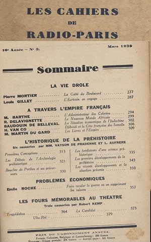 Image du vendeur pour Les Cahiers de Radio-Paris 1939-3 : L'Empire franais la prhistoire les fours mmorables au thtre Confrences donnes dans l'auditorium de la Compagnie franaise de radiophonie. Mars 1939. mis en vente par Librairie Et Ctera (et caetera) - Sophie Rosire