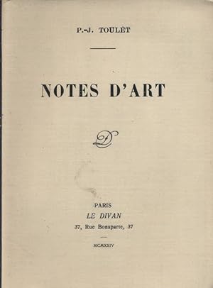 Bild des Verkufers fr Notes d'art. zum Verkauf von Librairie Et Ctera (et caetera) - Sophie Rosire
