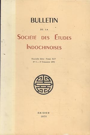 Imagen del vendedor de Bulletin de la socit des tudes indochinoises. Pierre Daudin : Les rcrations intellectuelles de Sou Tong-p'o et Tchou Hi. et Thai Cong-Tung : Les principales formations vgtales de la plaine de Phan-Rang. a la venta por Librairie Et Ctera (et caetera) - Sophie Rosire