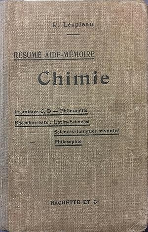 Bild des Verkufers fr Chimie. Rsum - Aide-mmoire. zum Verkauf von Librairie Et Ctera (et caetera) - Sophie Rosire