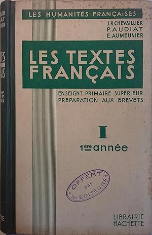 Seller image for Textes franais. Tome 1 seul : 1re anne. Vers 1935. for sale by Librairie Et Ctera (et caetera) - Sophie Rosire