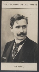 Bild des Verkufers fr Photographie de la collection Flix Potin (4 x 7,5 cm) reprsentant : Feydeau, homme de lettres. Dbut XXe. Vers 1900. zum Verkauf von Librairie Et Ctera (et caetera) - Sophie Rosire