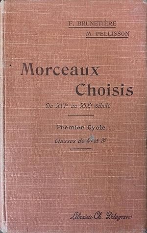 Imagen del vendedor de Morceaux choisis de prose et de posie du XVI e au XIX e sicle. Premier cycle, classes de 4e et 3e. Vers 1908. a la venta por Librairie Et Ctera (et caetera) - Sophie Rosire