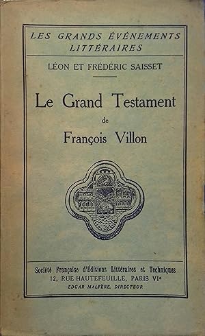 Seller image for Le grand testament de Franois Villon. for sale by Librairie Et Ctera (et caetera) - Sophie Rosire