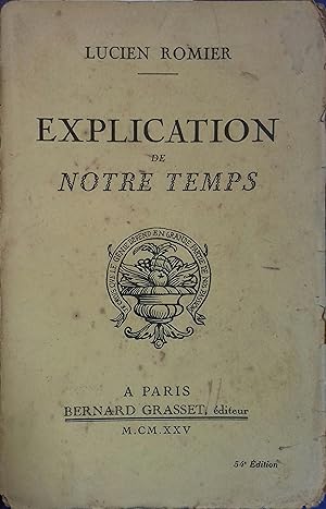 Seller image for Explication de notre temps. for sale by Librairie Et Ctera (et caetera) - Sophie Rosire
