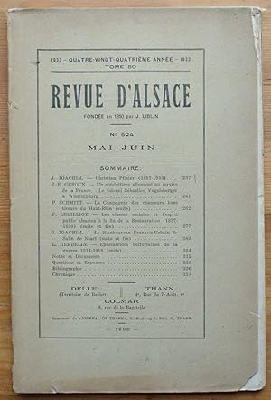 Revue d'Alsace numéro 524 de mai-juin 1933