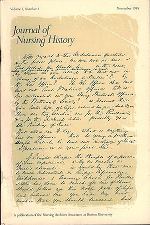 Immagine del venditore per Journal of Nursing History - Volume 1, No. 1, November 1985 venduto da UHR Books