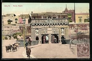 Ansichtskarte Malta, Porta Reale, Strassenpartie