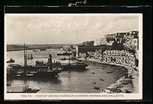 Ansichtskarte Malta, View of Grand Harbour showing Marina and Valletta
