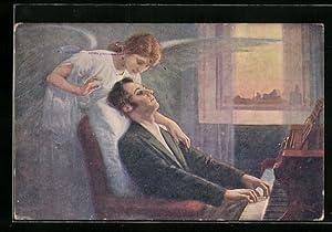 Seller image for Knstler-Ansichtskarte Fr. Klimes: Engel bei Chopins letzten Akkorden for sale by Bartko-Reher