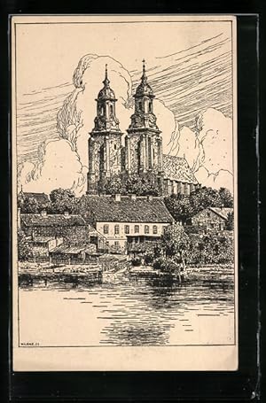 Bild des Verkufers fr Knstler-Ansichtskarte W. Lenz: Gnesen / Gniezno, Der Dom, Deutsches Land im Osten zum Verkauf von Bartko-Reher