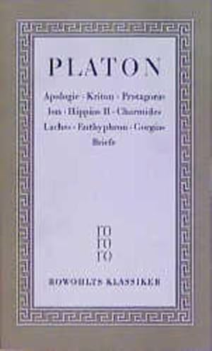 Bild des Verkufers fr Smtliche Werke, Teil 1: Apologie. Kriton. Protagoras. Ion. Hippias II. Charmides. Laches. Euthyphron. Gorgias. Briefe 1. Apologie [u.a.] zum Verkauf von Antiquariat Buchhandel Daniel Viertel