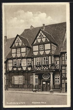 Bild des Verkufers fr Ansichtskarte Quedlinburg a. Harz, Klopstock-Haus, Fachwerk zum Verkauf von Bartko-Reher