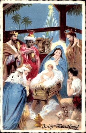 Bild des Verkufers fr Ansichtskarte / Postkarte Glckwunsch Weihnachten, Maria, Jesus, Josef, Drei Knige zum Verkauf von akpool GmbH