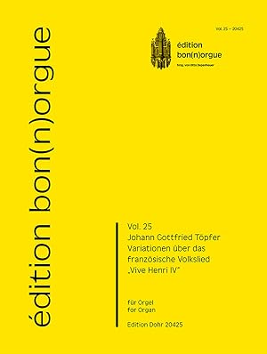 Bild des Verkufers fr Variationen ber das franzsische Volkslied  Vive Henri IV" fr Orgel zum Verkauf von Verlag Christoph Dohr