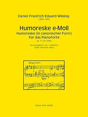 Bild des Verkufers fr Humoreske (in canonischer Form) fr Pianoforte e-Moll op. 11 (um 1850) zum Verkauf von Verlag Christoph Dohr