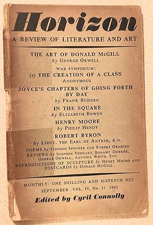 Immagine del venditore per Horizon September 1941 / George Orwell "The Art Of Donald McGill" / War Symposium: Anonymous "(V) The Creation Of A Class / Frank Budgen "Joyce's Chapters Of Going Forth By Day" / Elizabeth Bowen "In The Square" / Philip Hendy "Henry Moore" / Lieut. The Earl Of Antrim "Robert Byron" venduto da Shore Books