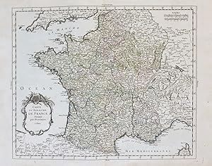 Image du vendeur pour Carte du Royaume de France. Divise par Provinces" - France Frankreich carte gravure mis en vente par Antiquariat Steffen Vlkel GmbH