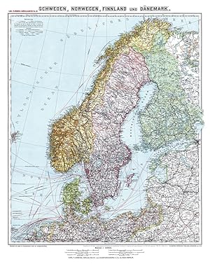 Bild des Verkufers fr Historische Karte: SCHWEDEN, NORWEGEN, FINNLAND und DNEMARK - um 1910 [gerollt] zum Verkauf von moluna