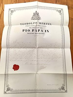 Lettera autografa di Teodolfo Mertel, Ministro dell'Interno dello Stato Pontificio sotto Papa Pio...