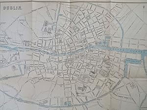 Dublin Ireland 1874 detailed City Plan River Liffey Black uncommon map