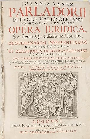 Bild des Verkufers fr Opera Juridica, Sive Rerum Quotidianarum Libri Duo, Quotidianarum. zum Verkauf von The Lawbook Exchange, Ltd., ABAA  ILAB