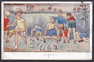 Bild des Verkufers fr (Spielende Kinder am Fluss / Children playing by the river) zum Verkauf von Antiquariat Steffen Vlkel GmbH